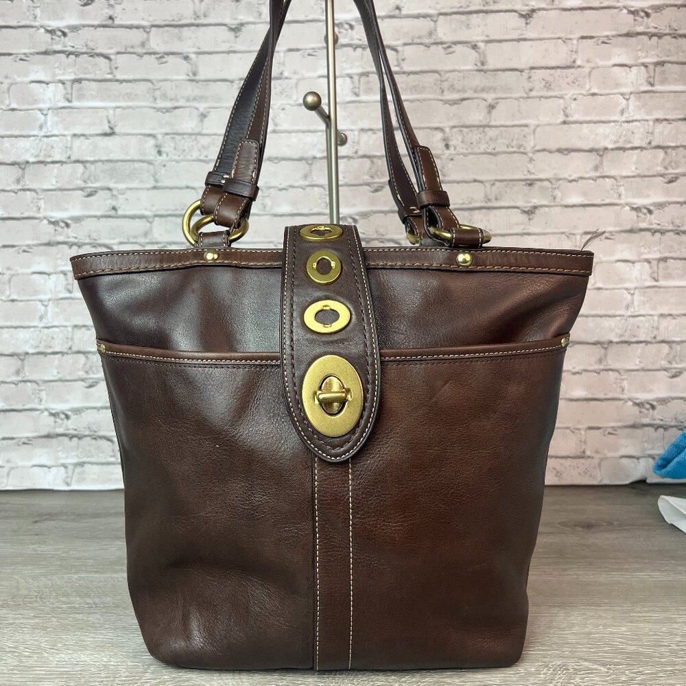 Coach F13757 Lily Legacy Brown Shoulder Bag